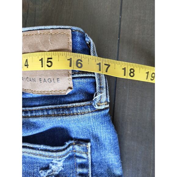 American Eagle Men’s 33x32 Distressed Ripped Slim Jeans Y2K Grunge Denim Pants - Picture 6 of 10